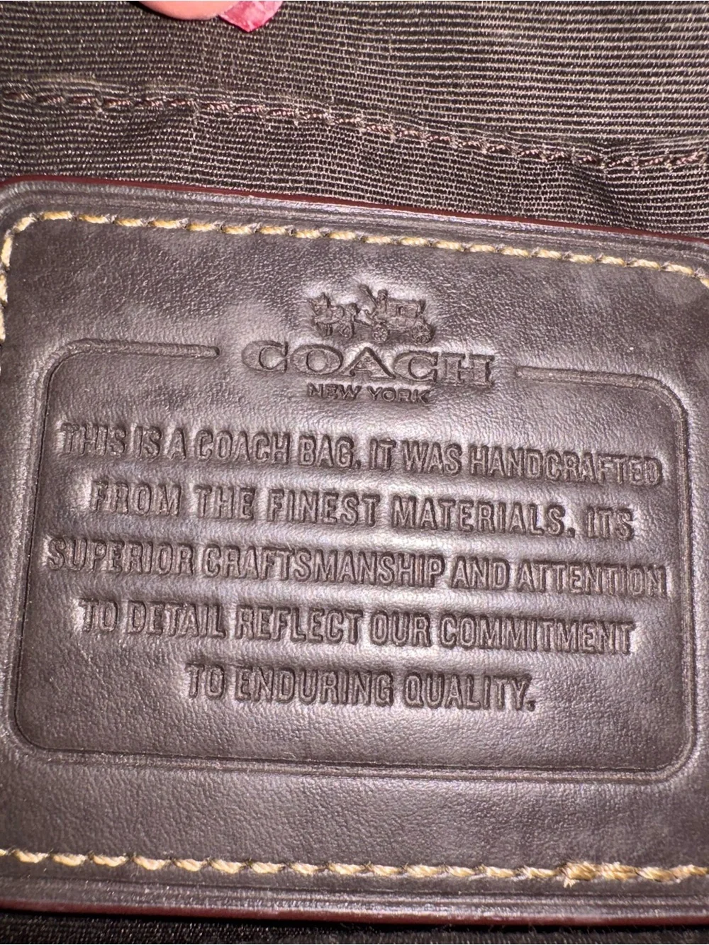 Coach Beige Signature Canvas Shoulder Bag with Brown Leather Strap